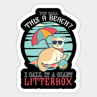 Cat Beach Giant Litterbox Cat Holiday Vacation Summer Sticker